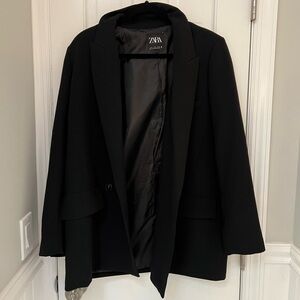 ZARA WOMENS BLACK BLAZER LARGE